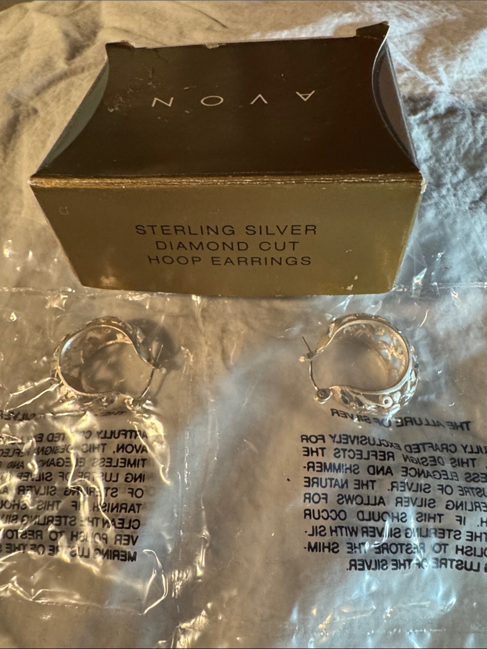 Avon Sterling Silver Diamond-Cut Hoop Earrings - Silver